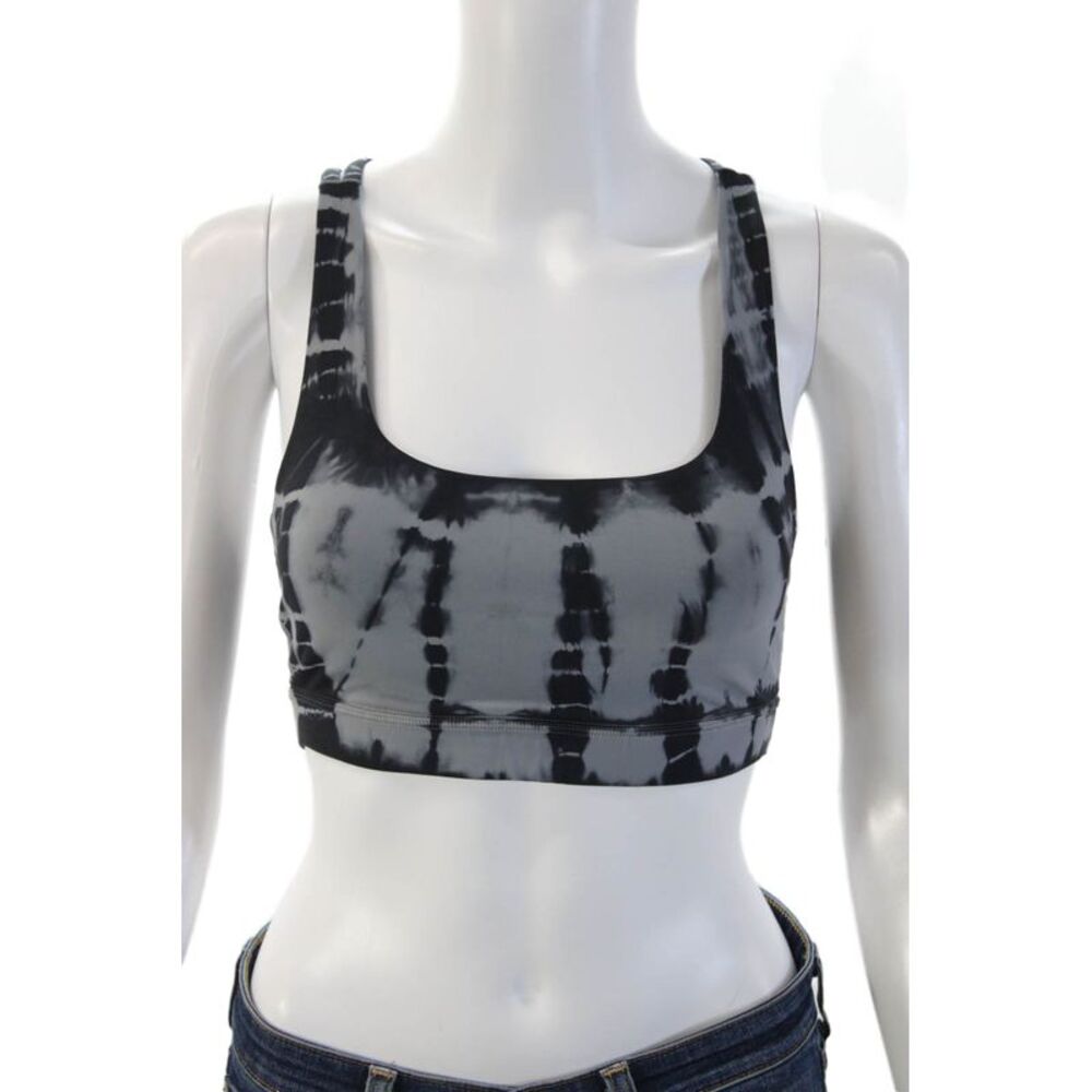 Lululemon Womens Scoop Neck Strappy Back Tie Dyed Sports Bra Gray Navy Size 2